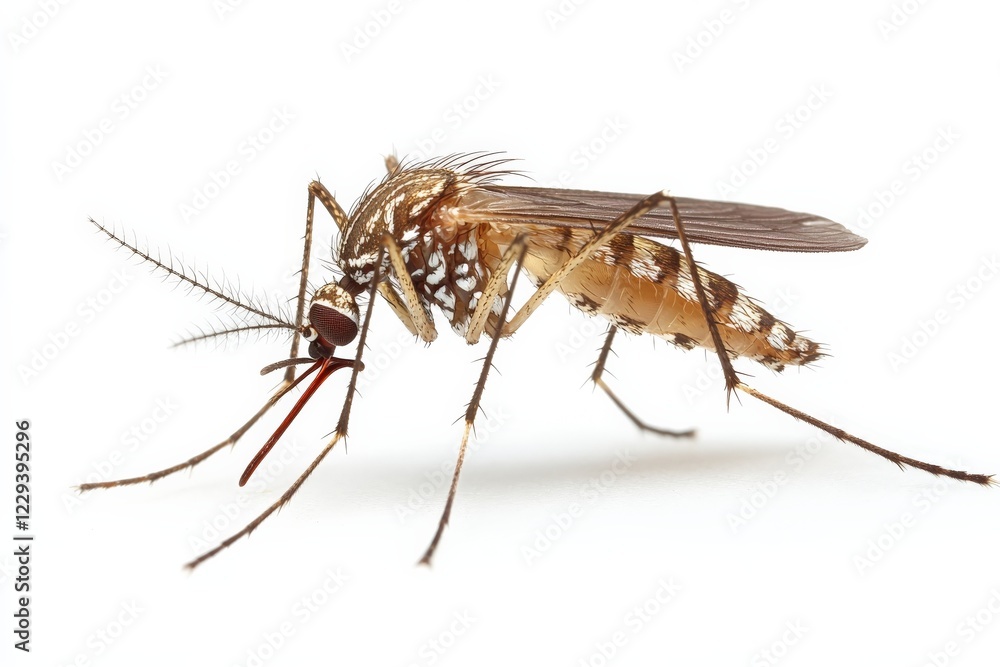 Poster close-up view of a mosquito highlighting its anatomy and details in a scientific context