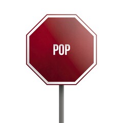 Pop, red sign isolated on white background