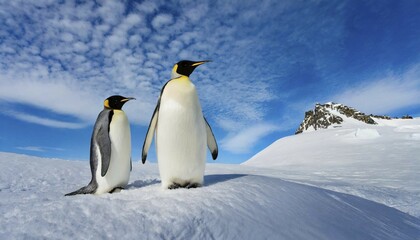 Obraz premium AI generated, Antarctica, snow, ice, winter, king penguin (Aptenodytes patagonicus), Antarctica