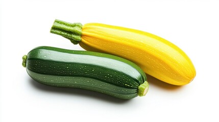 Fresh Zucchini and Yellow Squash Duo on White Background