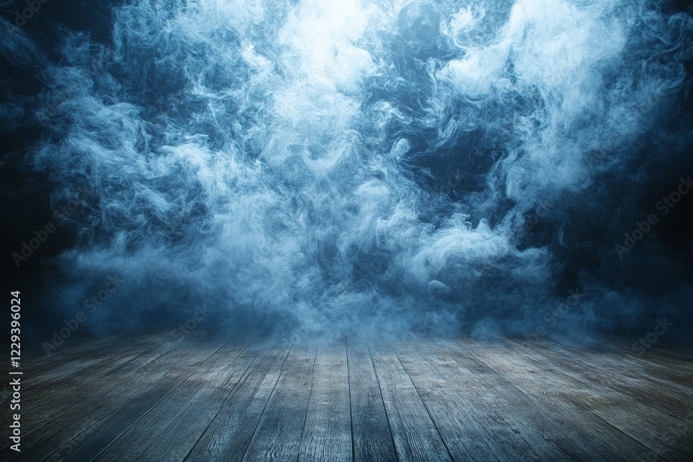 Leinwandbilder fog envelops a wooden floor creating a mysterious atmosphere in an indoor setting