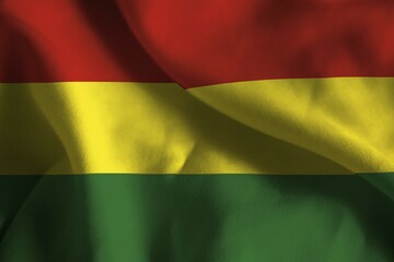 A ruffled fabric flag of Bolivia