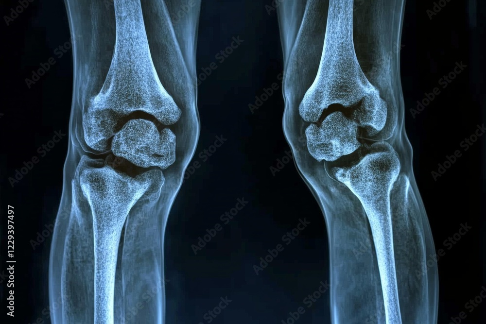 Aufkleber detailed view of human knee joints in x-ray showing bone structure and joint alignment
