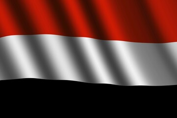 The Yemeni flag flying in the wind