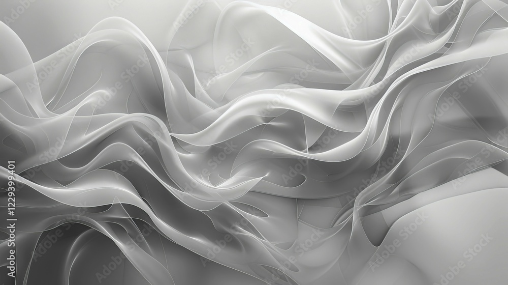 Poster abstract grey wavy patterns creating a smooth and ethereal appearance, ai generated