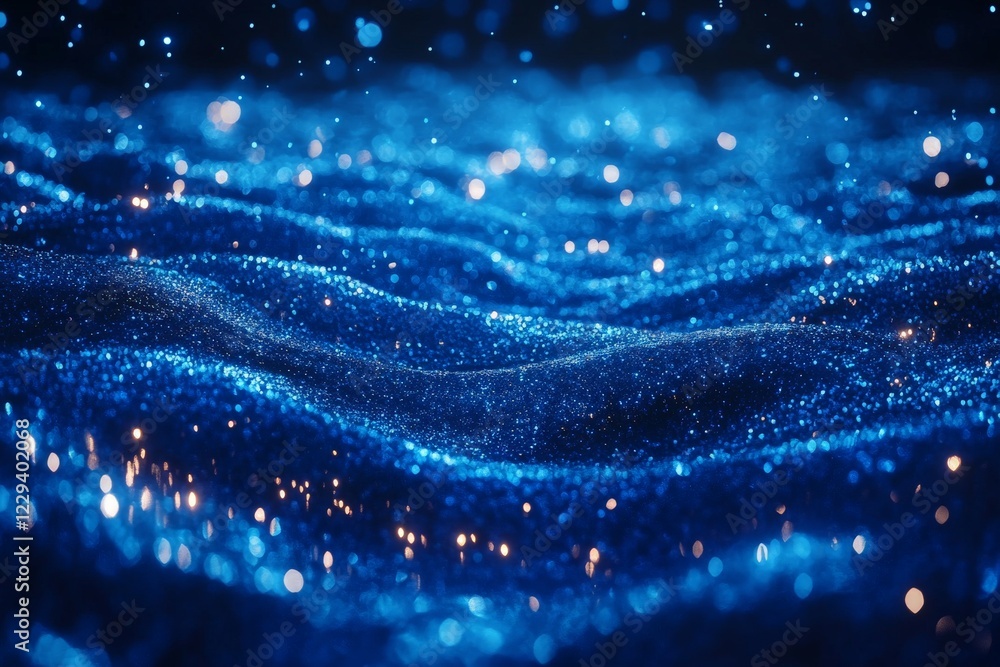 Poster Sparkling blue waves create a mesmerizing display of light and movement in a tranquil water setting