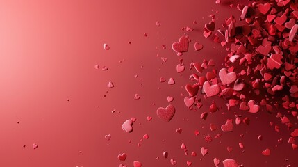 Red Hearts In A Cloud Of Color