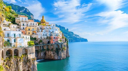 Bright Amalfi Coast Town on a Sunny Day