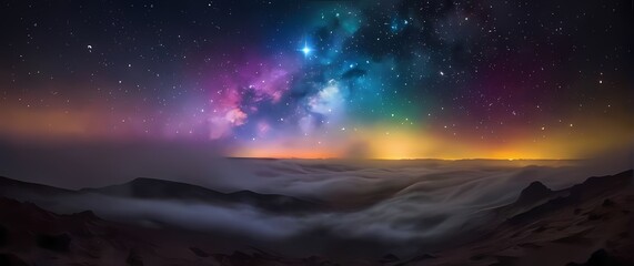 Fototapeta premium A scenic view of the cosmos with colorful stars creating an artistic tapestry