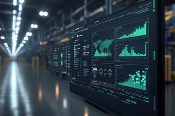 Obraz premium Advanced data analytics dashboard in a modern industrial facility during the day