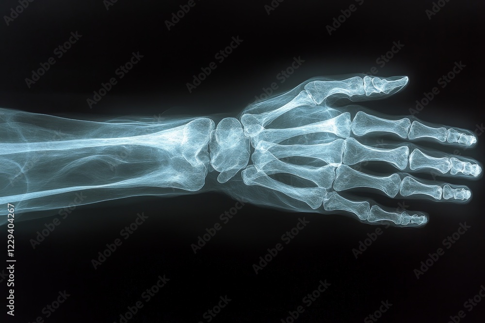 Poster x-ray showing detailed anatomy of a human hand with distinct bone structure