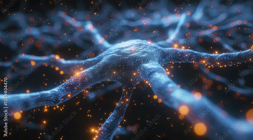 Poster digital representation of a neural network handshake, symbolizing connection and communication, ai g