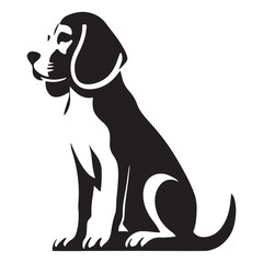 Silhouette Illustration of a Beagle Dog Sitting Calmly