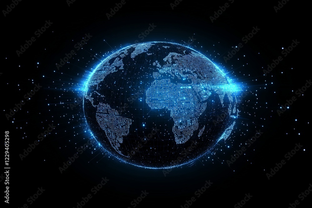 Leinwandbilder digital representation of earth showcasing data networks and glowing connections in a cosmic environ
