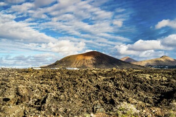 Volcano landscape, Parque Nacional de Timanfaya, Lanzarote, Canary Islands, Spain, Europe