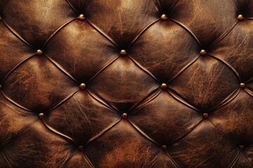Fototapeta premium Here is a detailed closeup view of a piece of brown leather material