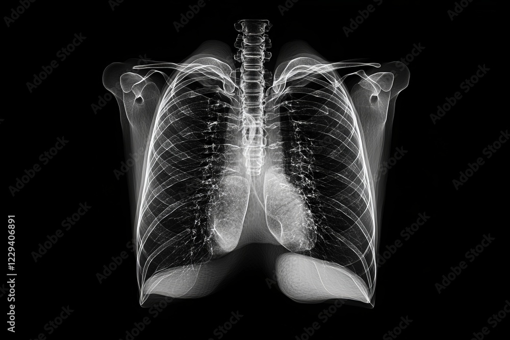 Aufkleber detailed view of human lungs showing structure and potential abnormalities in a medical examination 
