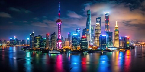 Shanghai's iconic Bund offers stunning night views: a drone's-eye perspective of Pudong's glittering skyscrapers.