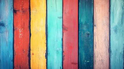 Colorful grunge wood panels texture background.