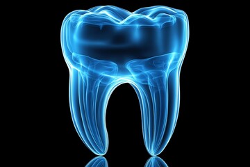 Detailed representation of a glowing tooth highlighting dental health and hygiene