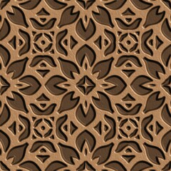 3D effect seamless background, wallpaper decoration brown leather pattern