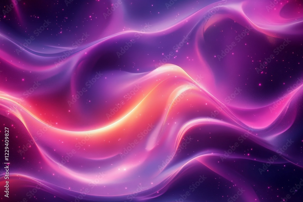 Poster Vibrant swirling colors create a cosmic abstract pattern in a digital artwork showcasing deep hues and fluid movement