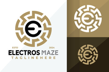 Letter E Maze Logo Icon Vector Design Illustration