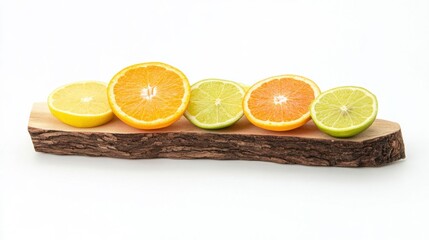 Vibrant Sliced Citrus Fruits on Wooden Board for Culinary Inspiration