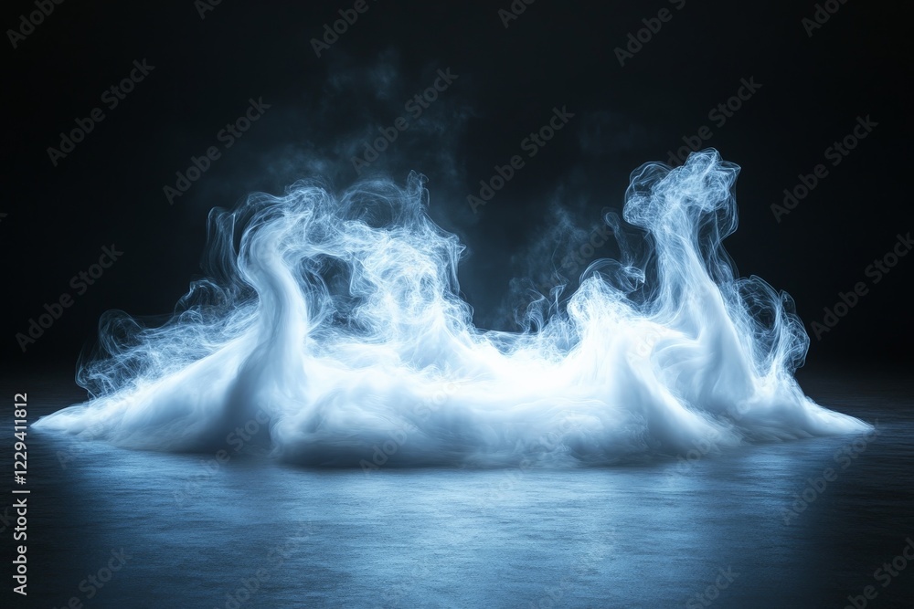 Aufkleber ethereal wisps of fog rising from a reflective surface in a dimly lit environment create a mystical 