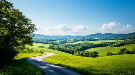 Scenic Landscape with Winding Road