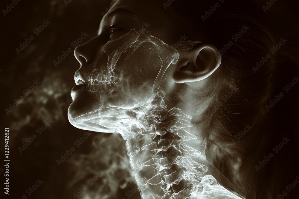 Poster study of the human skeletal structure highlighted through artistic x-ray technique