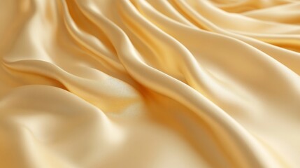 Obraz premium Elegant flowing satin fabric in soft golden hue close-up texture luxurious atmosphere