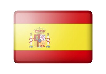 The Spanish flag. Rectangular matte icon. Isolated on white background