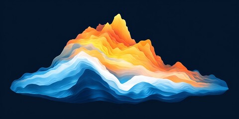 Abstract 3D Topographic Landscape Illustrating Market Trends With Vibrant Gradient Colors