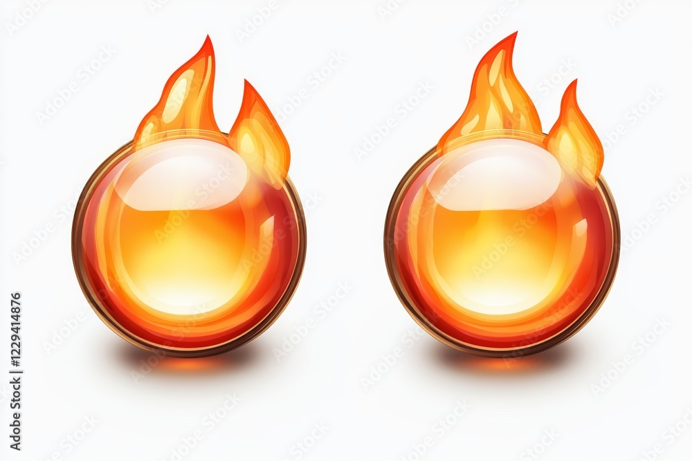 Aufkleber bright, shiny orbs with flames around them create a dynamic and energetic visual effect