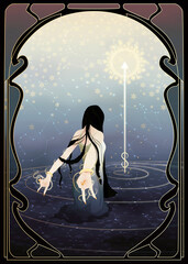 The strong woman summoning the power inside of her illustration