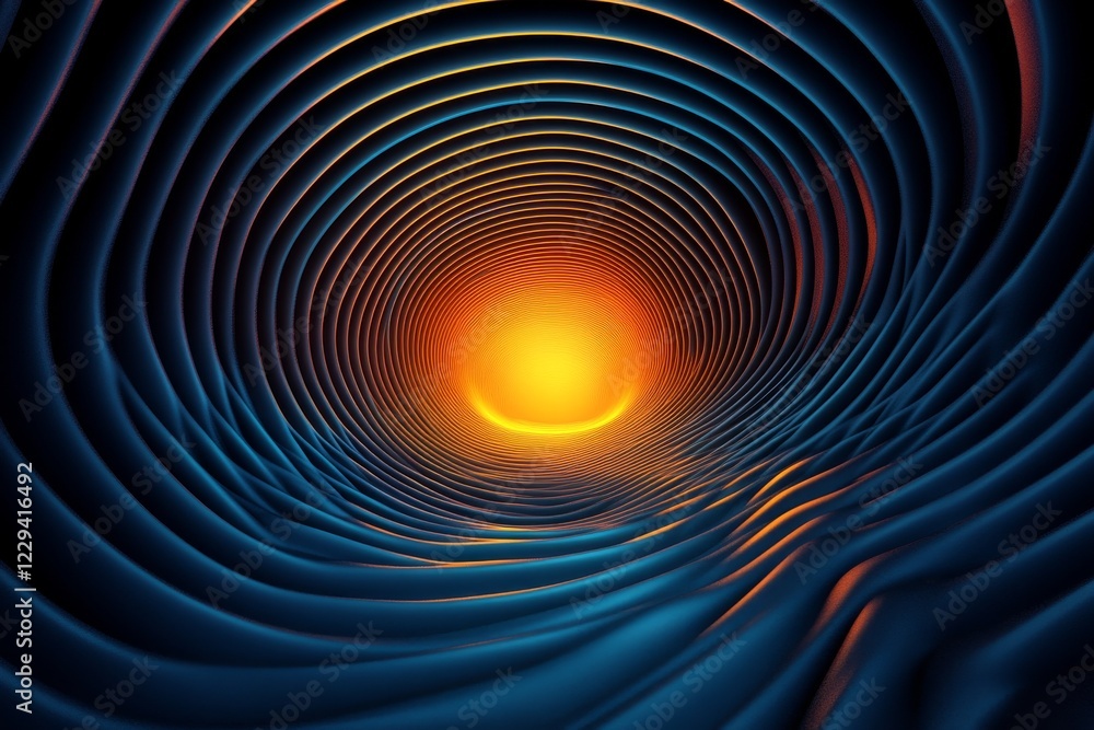 Aufkleber vibrant light emanates from a smooth tunnel of swirling blue and orange waves creating an abstract v