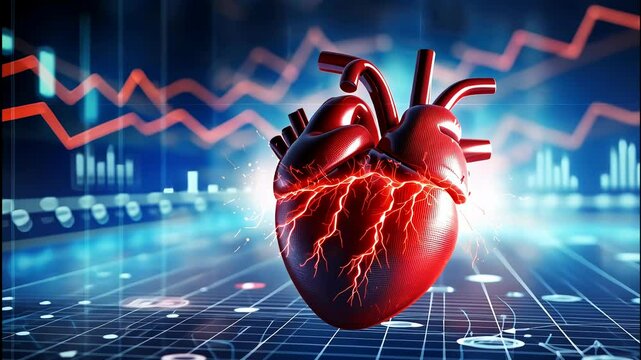 Heart health in the digital age exploring cardiovascular wellness and technology on a futuristic urban background