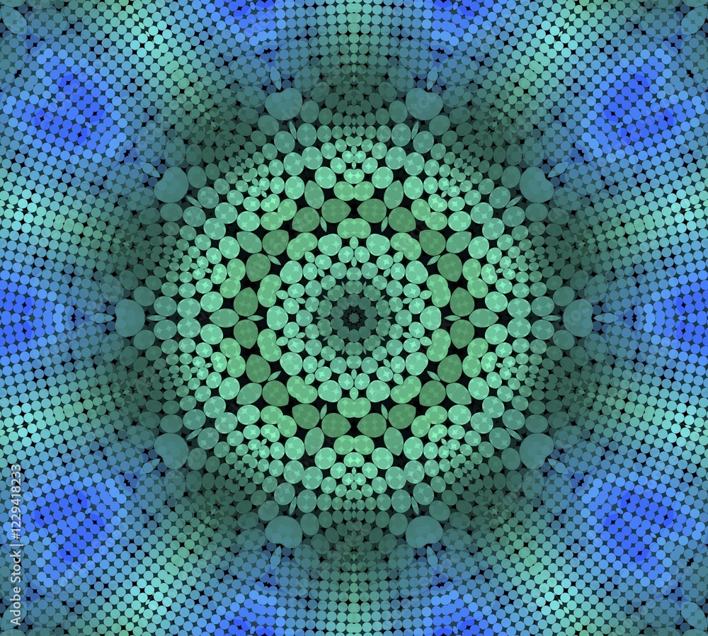 Poster abstract background with radial dotted pattern