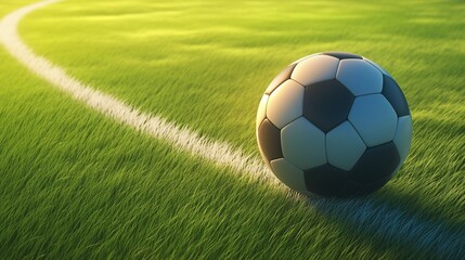 Fototapeta premium Realistic soccer ball Gradient soccer field background 