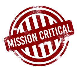 Mission Critical, red grunge button, stamp