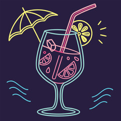  Gradient Neon Sign Style of a Cocktail Glass