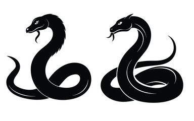 Fototapeta premium Black silhouette anaconda snack set