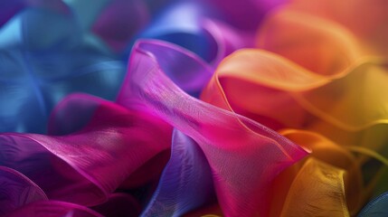Close-up of vibrant and colorful ribbons with shades of pink, blue, orange, and yellow, AI generated