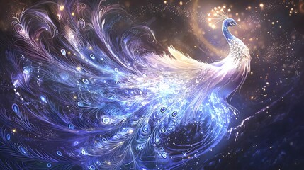 Obraz premium Fantasy Phoenix Digital Art Cosmic Scene Mystical Bird Illustration Space Theme Creative Artwork Galaxy Background Magical Creature Professional Design