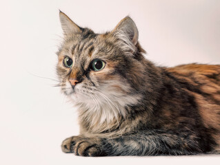 angry red cat on white background