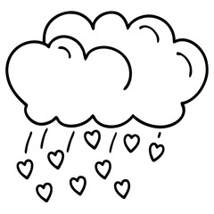 Cloud Drizzling Love Line Art Design