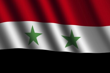 The Syria flag flying in the wind