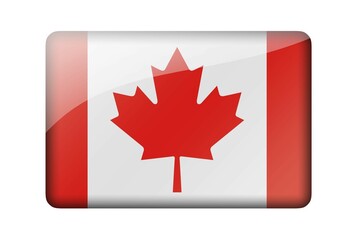 The Canadian flag. Rectangular glossy icon. Isolated on white background