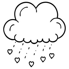 Cloud Drizzling Love Line Art Design